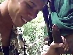 Army, Black, Blowjob, Couple, Food, Military, Outdoor, Twink, 